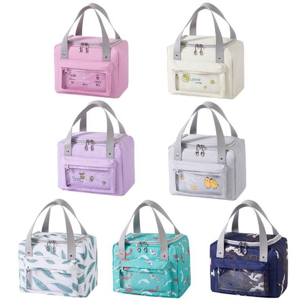 

storage bags portable lunch bag box insulated thermal oxford waterproof picnic cooler tote case for women kids students