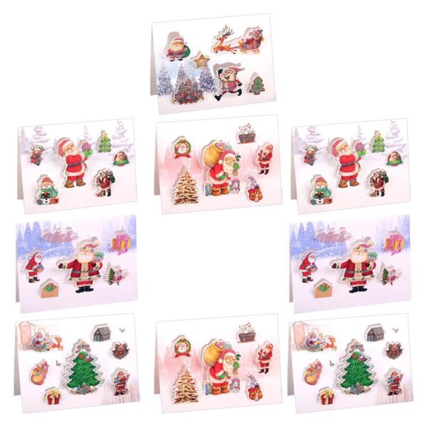 

greeting cards 9 pcs paper christmas holiday santa clause for festival