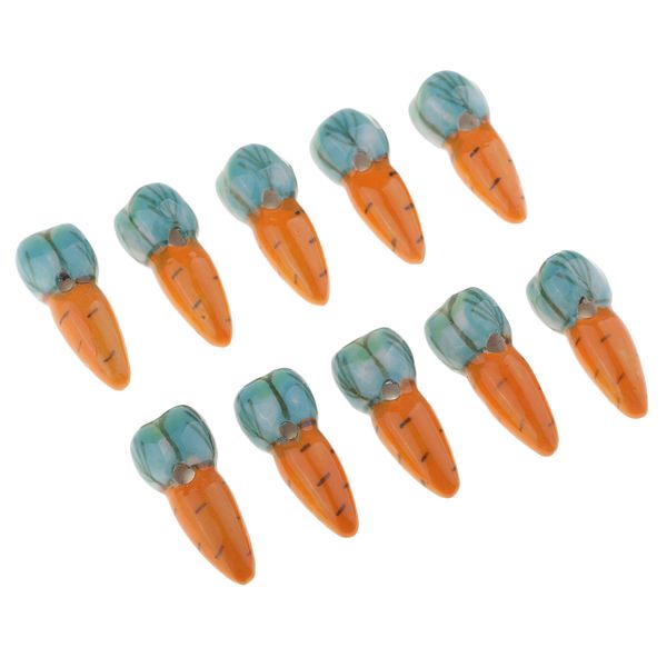 

10 pieces novelty ceramic carrot beads spacers new year gifts handmade present 26x10x3mm
