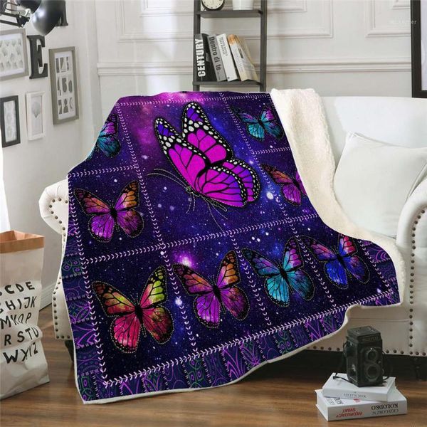 

blankets pretty butterfly fleece blanket 3d full printed wearable adults/kids sherpa drop 041