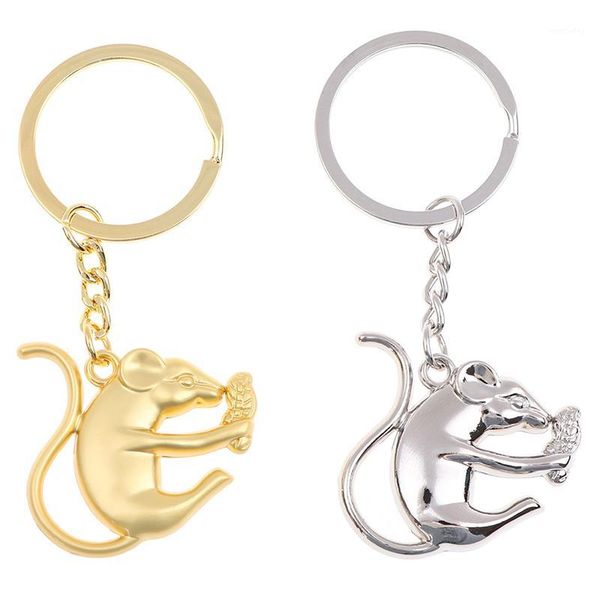 

party favor 1pc retro copper feng shui mouse key rings hanging jewelry brass rat chinese year lucky gifts metal car keychains gift1