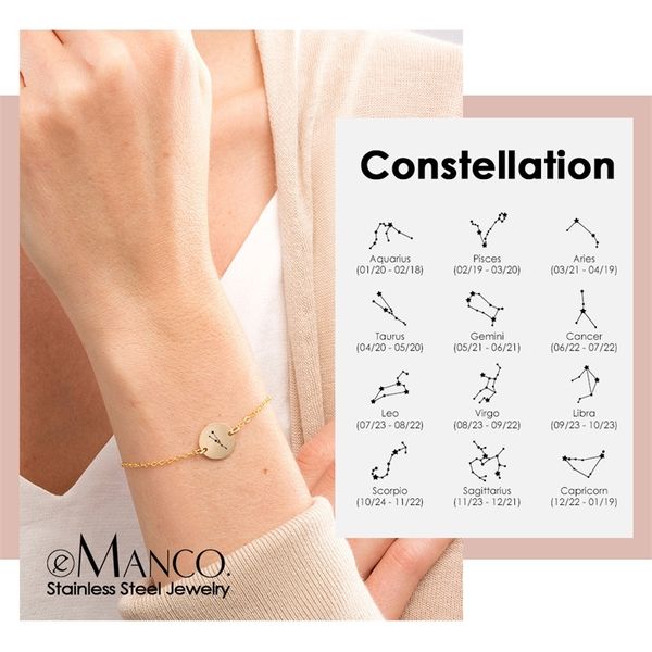 

emanco star constellation custom bracelets for women 316l stainless steel adjustable bracelets gifts for women y200323, Golden;silver
