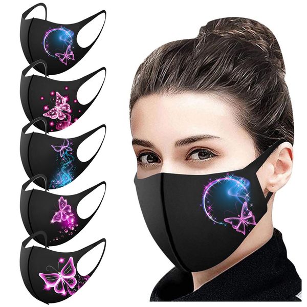 

prints new face 5pc winter mask fabric protection facial mouth caps washable christmas party kids cotton mask#yl5