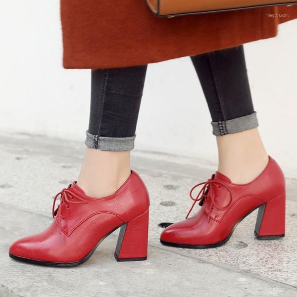 

dress shoes sarairis 2021 big size fashion lace up office lady high heels pointed toe spring woman pumps1, Black