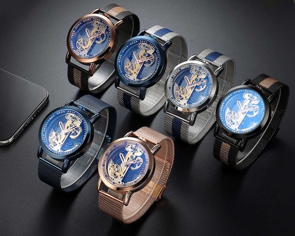 

fashion new transparent hollow design mechanical watch women's lovers' children's limited edition luxury modern sport