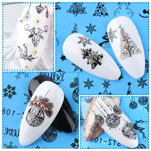 

16pc/set christmas water decals 2020 new winter stickers set manicures decor nail art animal foil wraps nfstz1082-1097-1