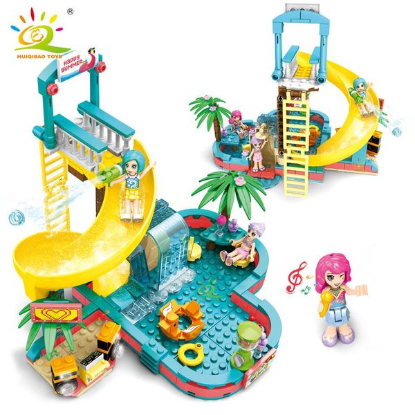 

huiqibao 257pcs heartlake pool party park building blocks friends series for girl figures city bricks educational children toys sqctuq