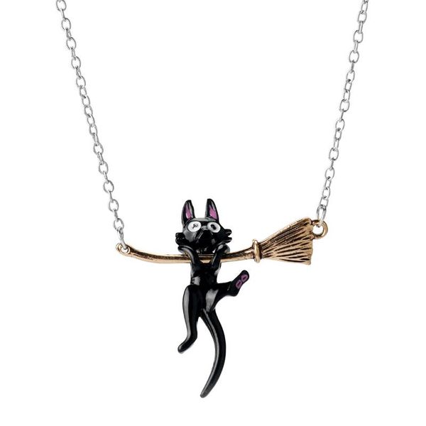 

pendant necklaces japan anime miyazaki necklace cute gigi black cat hanging wand witches jewelry fans souvenirs, Silver