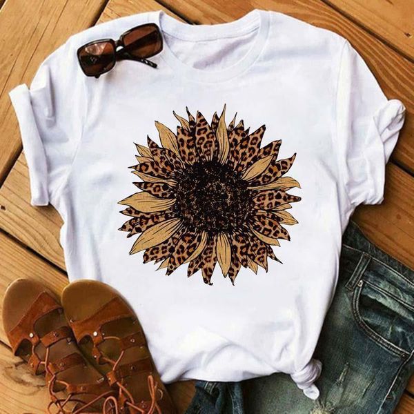 

new sunflower t shirts women fashion graphic print vogue tshirts casual harajuku tees female t shirts clothes camisas mujer, White