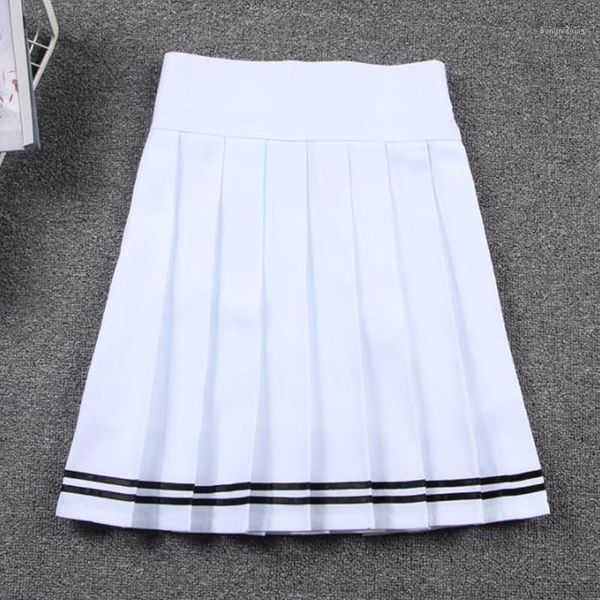 

2021 women's harajuku high waist skirt college style striped skirts female casual cute japanese school uniform kawaii skirts1, Black