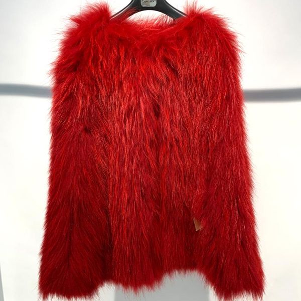 

women's fur & faux women real raccoon ladies knitted shawl, Black