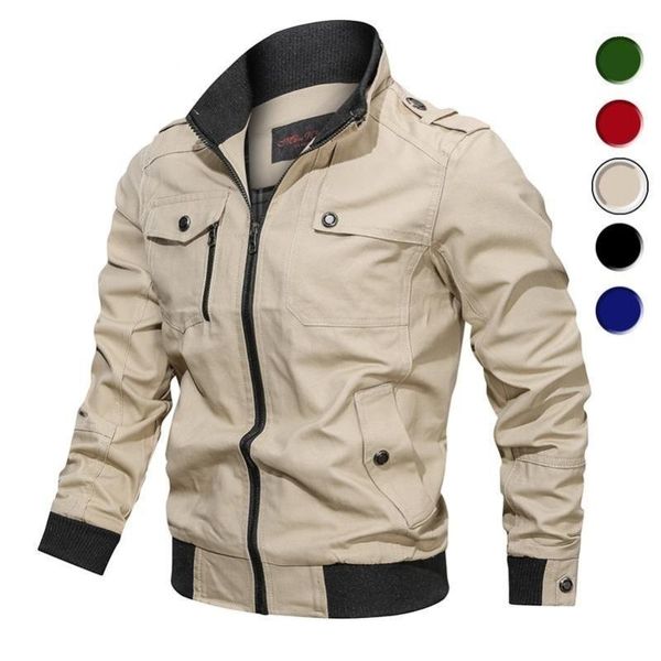 

2020 jacket men spring autumn cotton windbreaker pilot coat army men's bomber jackets cargo flight jacket male clothes1, Black;brown