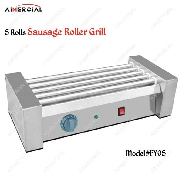 

camp kitchen fy05 electric sausage grill machine stainless steel roller commercial dog 5/7/9/11 rolls1