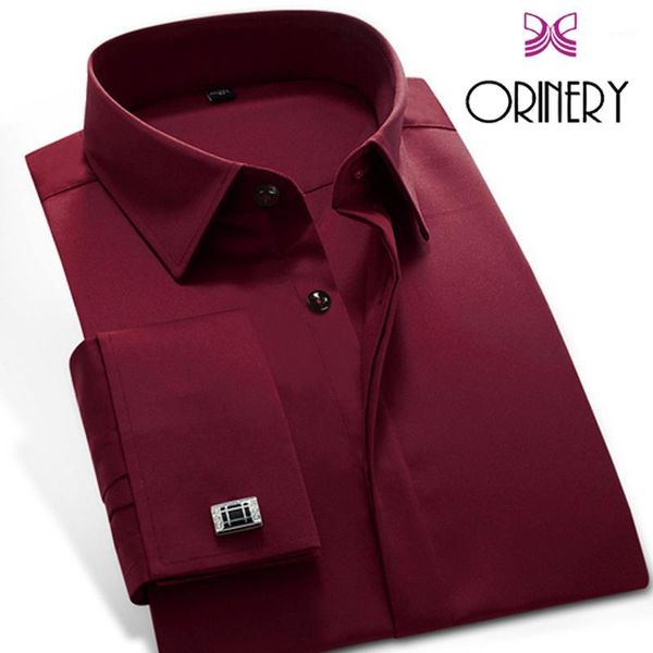 Camisas de vestido dos homens Atacado - Orinery Primavera Mens Mens Negócios Bangão Francês Com Cufflinks Fashion Wedding Tuxedo Marca Roupas1