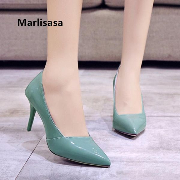 

marlisasa female fashion light green slip on high heel shoes women casual wine red spring office high heeels talon femme h5538, Black