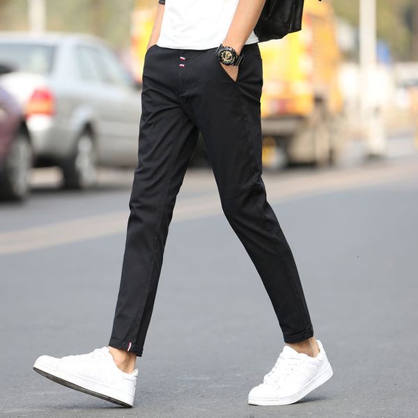 

2021 new autumn men's pants thin cotton nine beautiful points straight-leg black sweatpants 1sc4