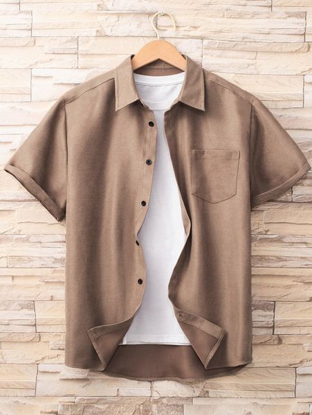 

men pocket patched button up shirt s9gi#, White;black