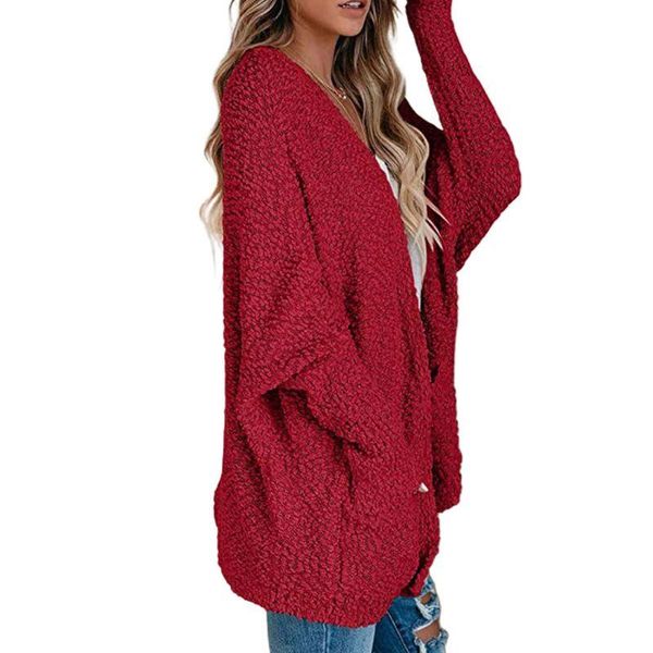 

women long sleeves cardigan open front soft fuzzy knit sweater coat with pockets, White