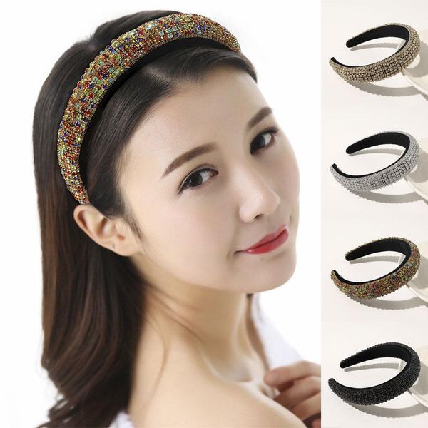

luxury thick sponge full rhinestone women headband rhinestone padded wide head hoop crystal hairband party hair accessories new q wmtdfx