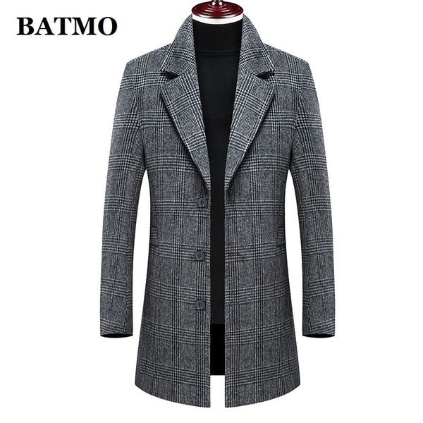 

batmo new arrival winter wool plaid trench coat men,men's wool casual jackets,plus-size m-4xl 898 201120, Black
