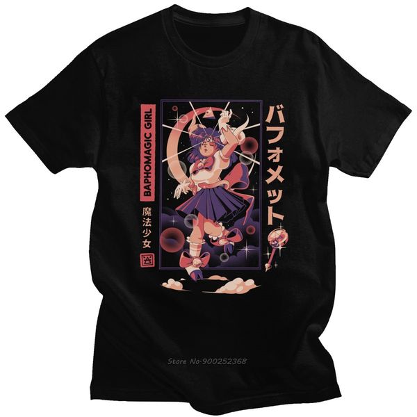 

japanese harajuku baphomet men short sleeve kawaii satan demon summer pre shrunk anime gift hoodie designers t shirts sweatshirt