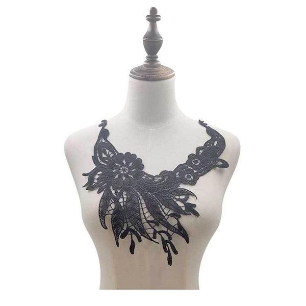

1pc black embroidery collar floral embroidered applique lace neckline collar fake collar garment accessories scra qylpdz, Blue;red