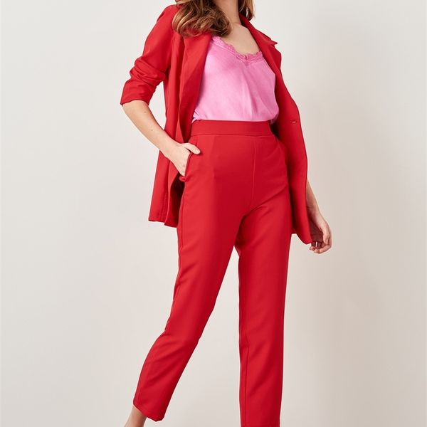 

trendyol red carrots cut trousers pants tclss19ap0030 y200418, Black;white