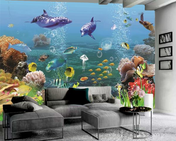 

3d animal wallpaper dolphin beautiful underwater scenery wallpaper hd superior interior decorations 3d wallpaper