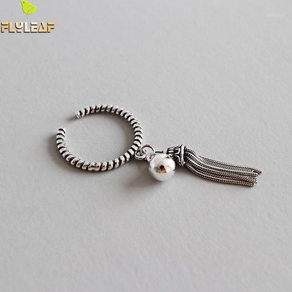 

flyleaf do the old twist tassel hanging beads open rings for women 2020 new 100 % 925 sterling silver vintage jewelry1, Golden;silver