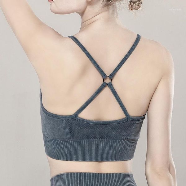 

gym clothing seamless cross beauty back yoga tank women sports bra breathable crop active running fitness1, White;black
