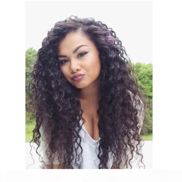 

7a full lace human hair curly wigs for black women peruvian deep curly lace front wigs& full lace wigs with baby hair curly wig, Black;brown
