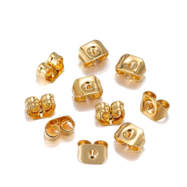 

50pcs/lot 5mm gold stainless steel ear studs back earring ser earrings back plug settings for diy jewelr jllluf, White