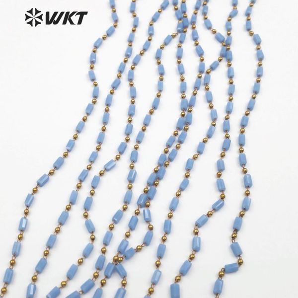 

wt-rbc077 wkt fashion women jewelry light purple square crystal bead and brass wire hight quality sold by meter for necklace, Silver