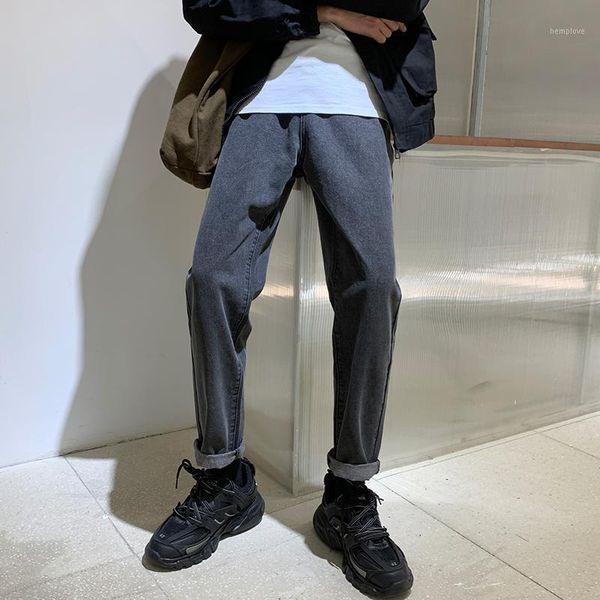 

black jeans men's autumn loose straight korean fashion casual japanese retro fashion versatile trousers1, Blue