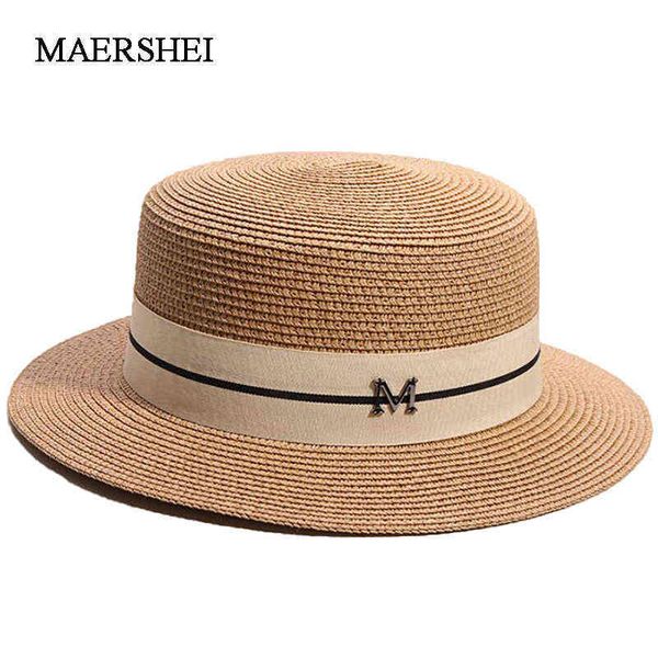 

wide brim hats hat for women panama summer beach female casual lady flat straw cap sun chapeu feminino 220127, Blue;gray