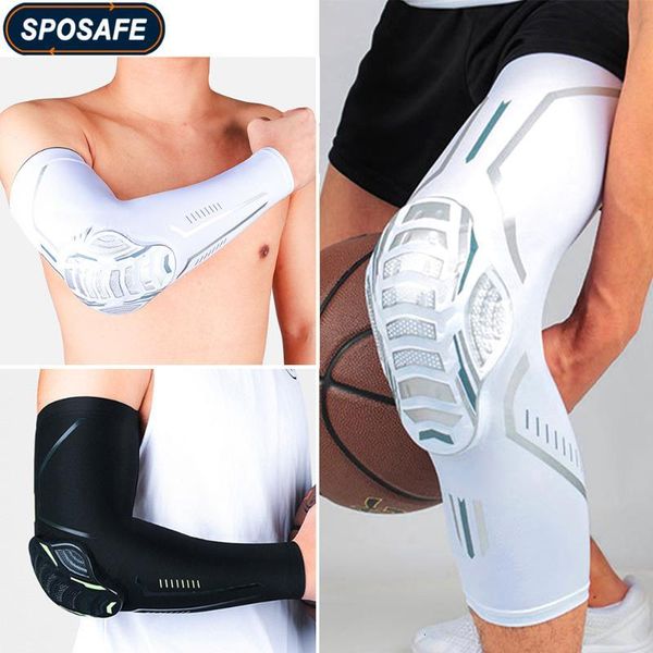 

crashproof elbow pads knee brace compression arm leg sleeves protectors outdoor sports basketball football bicycle support guard, Black;gray