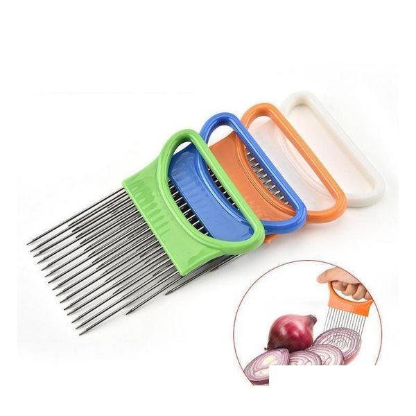 

easy cut onion holder fork stainless steel +plastic vegetable slicer tomato cutter metal meat needle gadg jlllwb dayupshop