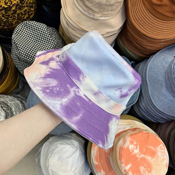 

female personality ink fisherman's jet irregular graffiti korean spring and summer casual small basin hat decoration out of fashion, Blue;gray