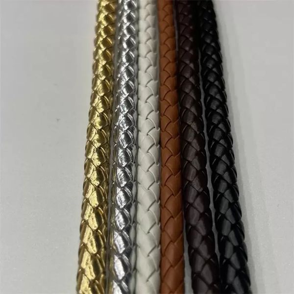 

genuine 1meter 3/4/5/6mm round braided genuine leather cords vintage black coffee cow leather string rope for bracelet jewelry making 1676 q, White;red