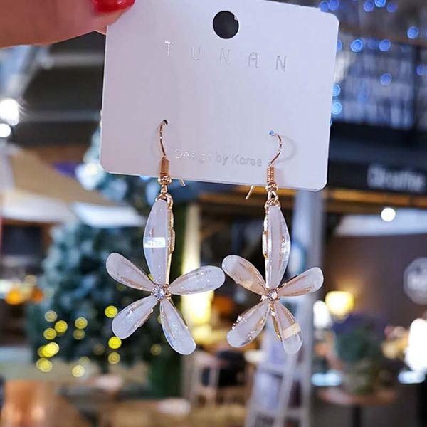 

925 серебряная игла super fairy стекло цветочные серьги корея элегантные серьги all-match интернет знаменитость то же стиль преувеличивание, Golden