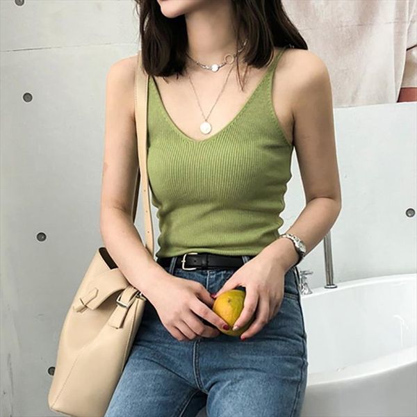 

tank women knitted crop sleeveless cropped blusas vest tank camisole drop shipping, White