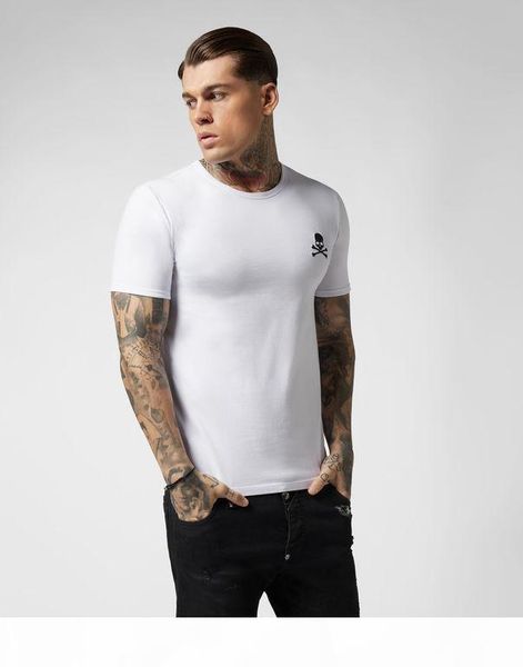 

german fashion mens designer t shirts new summer basic solid t-shirt new men embroidery skull t-shirt male 100% cotton tees, White;black
