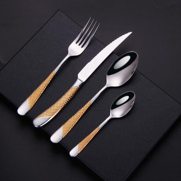 

kitchen tableware cutlery set silver cutlery set stainless steel luxury dinnerware fork spoon knife western dinner set gold h bbytos