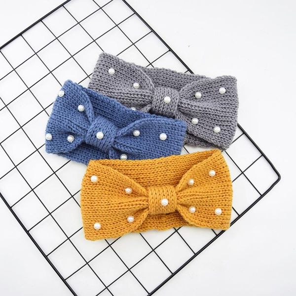 

2020 winter warmer ear crochet bow pearl knitted headband headwrap turban for lady women stretch solid hairband hair accessories q bbyzoj