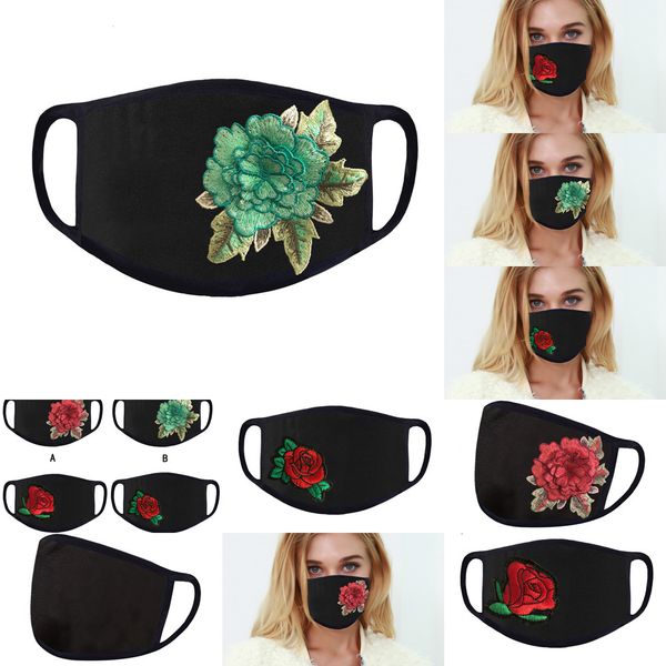 

embroidered fashion cloth for women popular face mask dust-proof anti-spray washable reusable masks 4 styles wholesale 3 npctl
