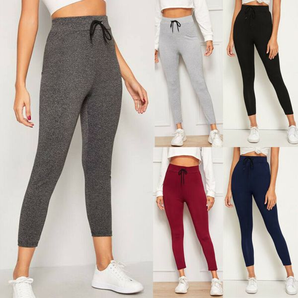 

women's yoga pants soft stretch cotton high waiste solid skinny long workout yoga pant fitness gym ladies autumn spring 2021, White;red