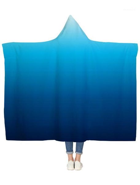 

sea blue gradient summer hooded blanket bed cover coverlet blanket flannel throws cover throw skin-friendly lightweight1