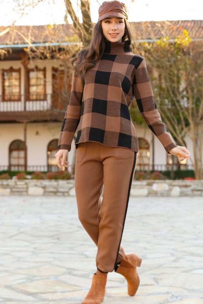 

casual knitted sweater suit autumn winter 2pieces women clothing 2021 knited warm set long sleeve sweathirt and pants ouitfit1, White