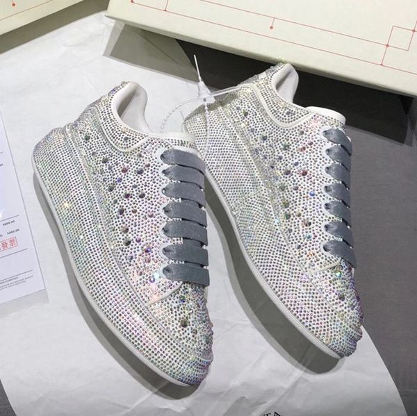 

paris queens platform shoes am luxurys designers casual shoes mc diamond shimmer boots rhinestone sneakers women trainers flat chaussures, Black