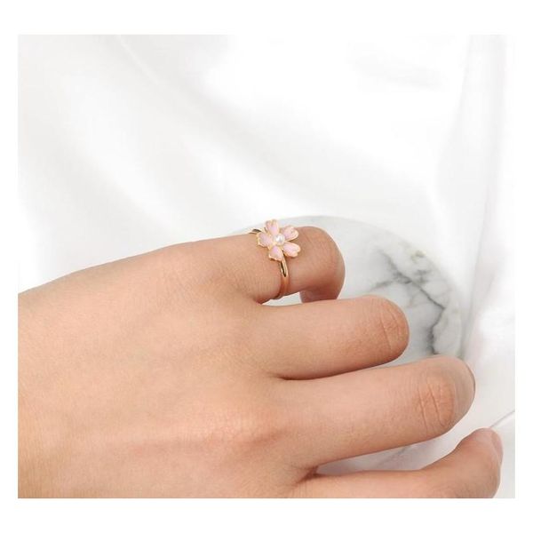 

fresh and delicate art of open drops of pink cherry pearl ring whole sqcshz beauty888, Silver